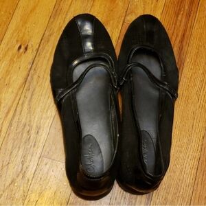 Cole Haan Nike Air Black Leather Flat Shies Size 10B
